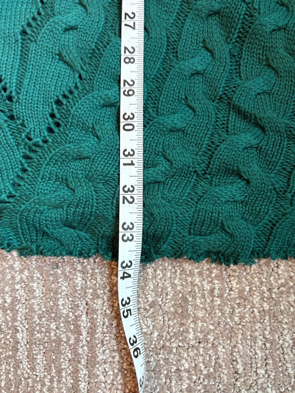 Fate Emerald Green Cable Knit Cowl Raw Hem Sweater Dress | Size L